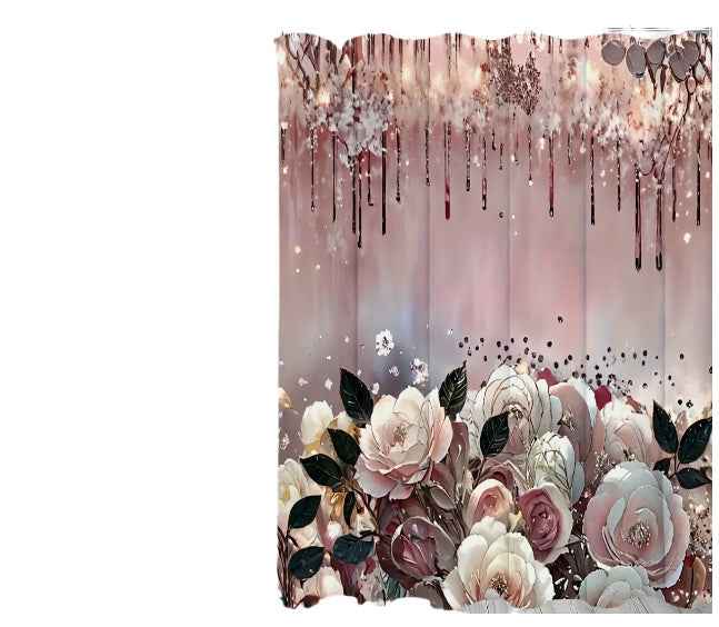 Art Flower Shower Curtain featuring colorful floral artwork and modern minimalist bathroom décor