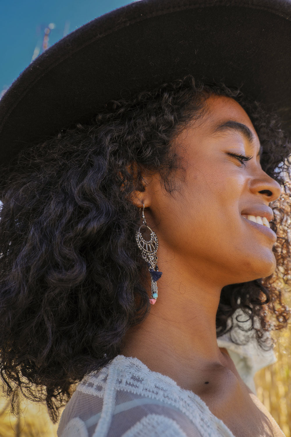 Rose Quartz Fringe Earrings – Dangling Crystal Jewelry lifestyle product image