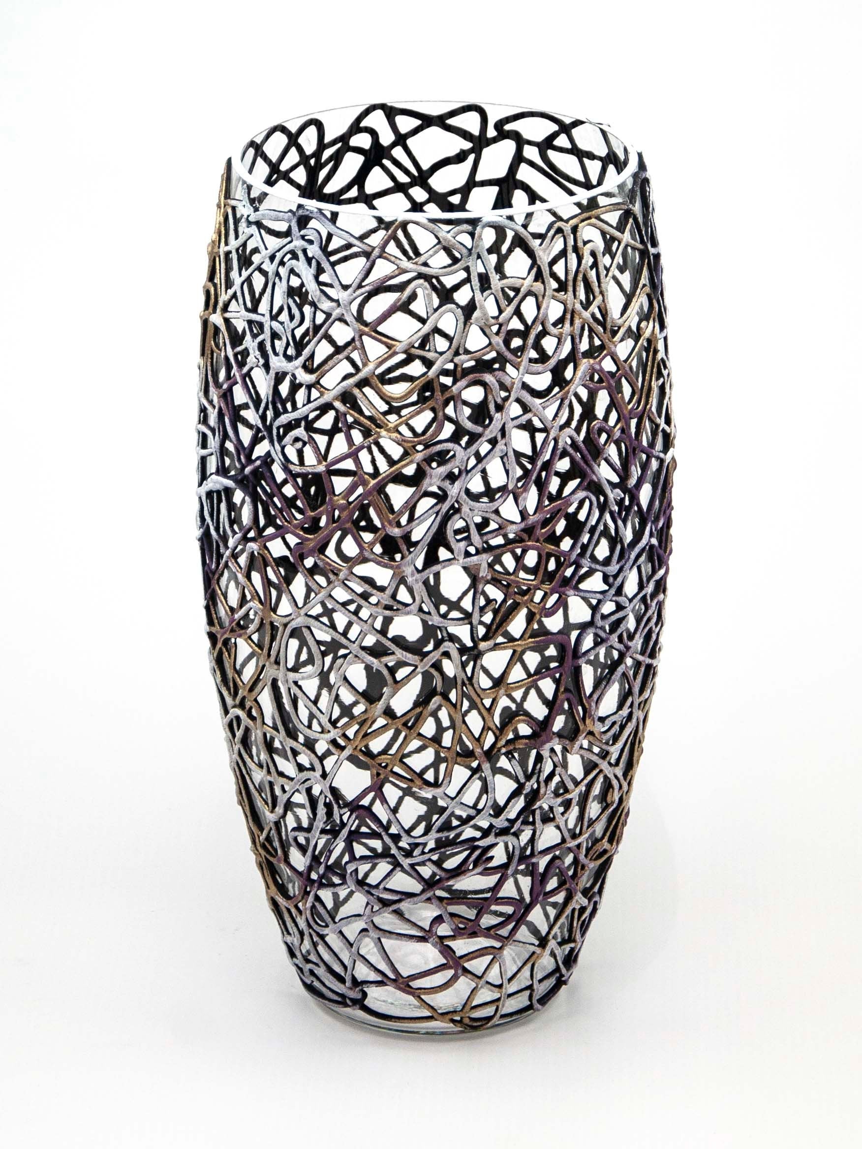 Art Decorated Glass Oval Vase | Modern Interior Home Décor Accent lifestyle product image