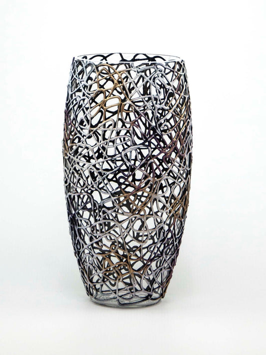 Art Decorated Glass Oval Vase | Modern Interior Home Décor Accent lifestyle product image