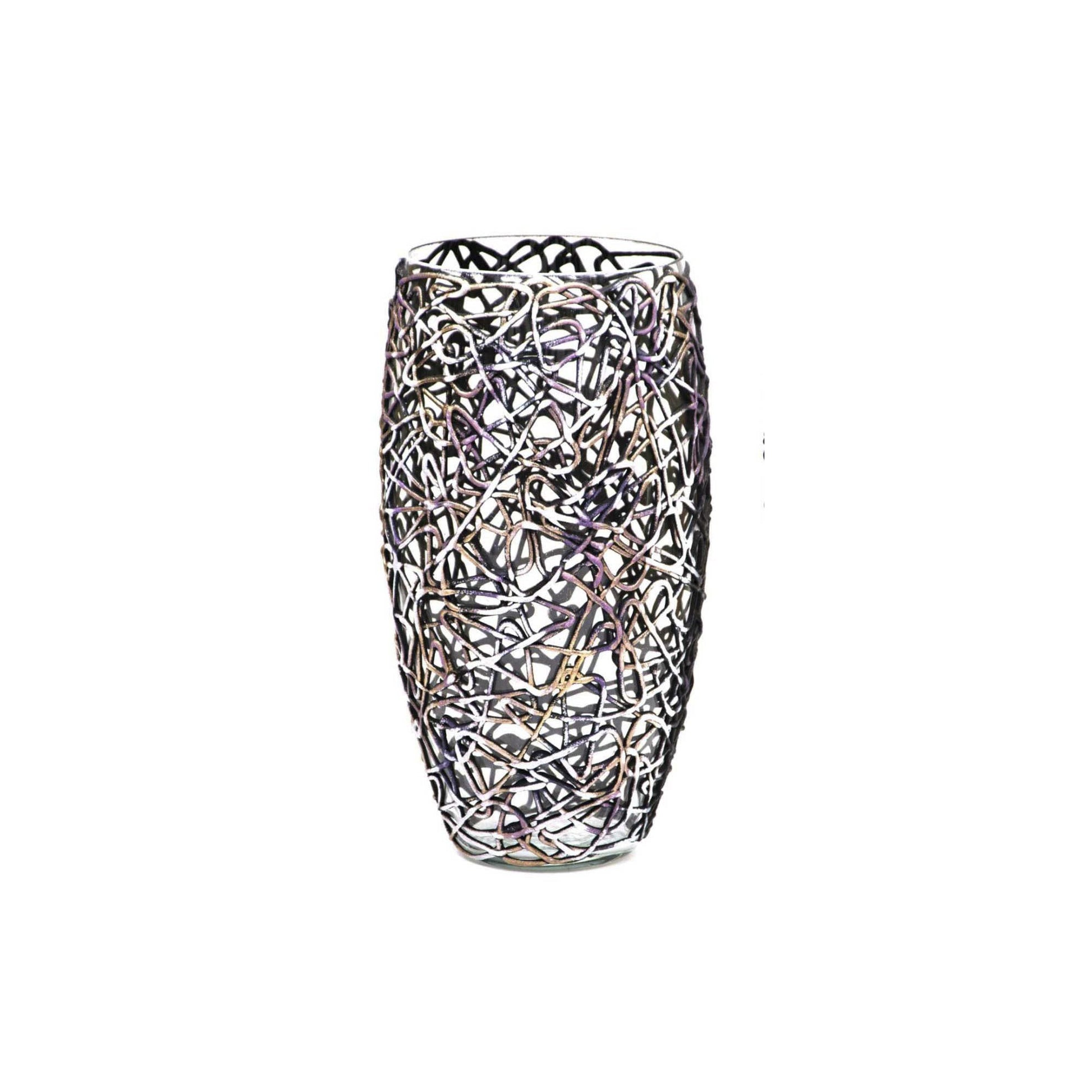 Art Decorated Glass Oval Vase | Modern Interior Home Décor Accent lifestyle product image