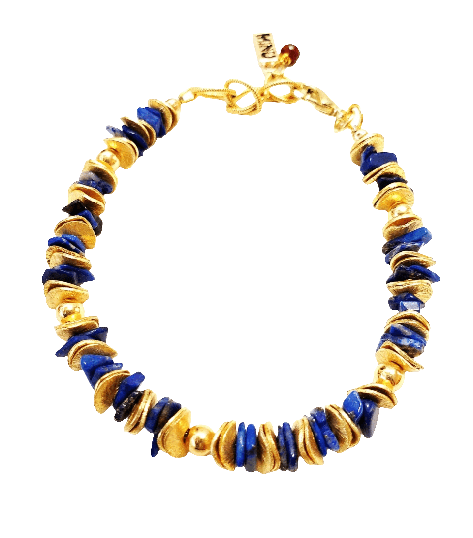 Lapis Lazuli Bracelet with Gold Accents | Elegant Gemstone Jewelry lifestyle product image