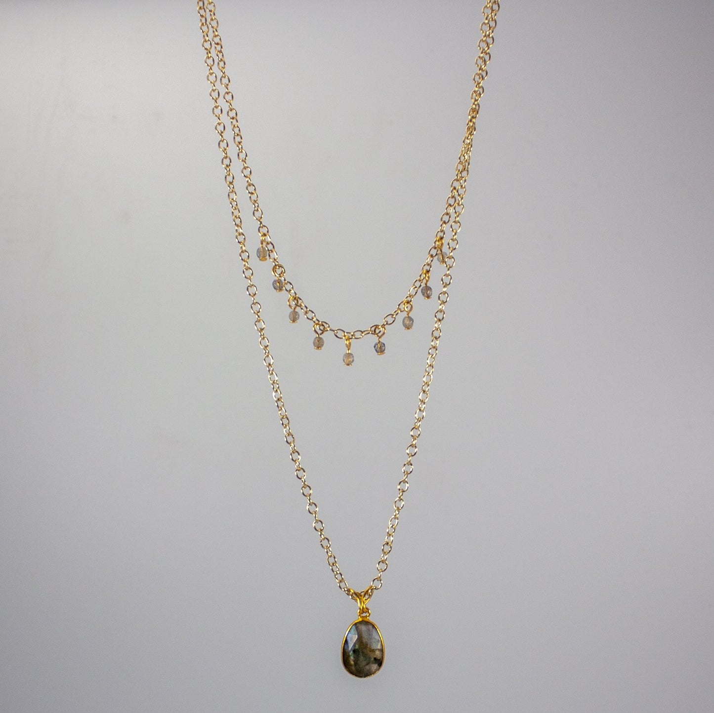 Labradorite Layered Pendant Necklace – Natural Gemstone Jewelry lifestyle product image