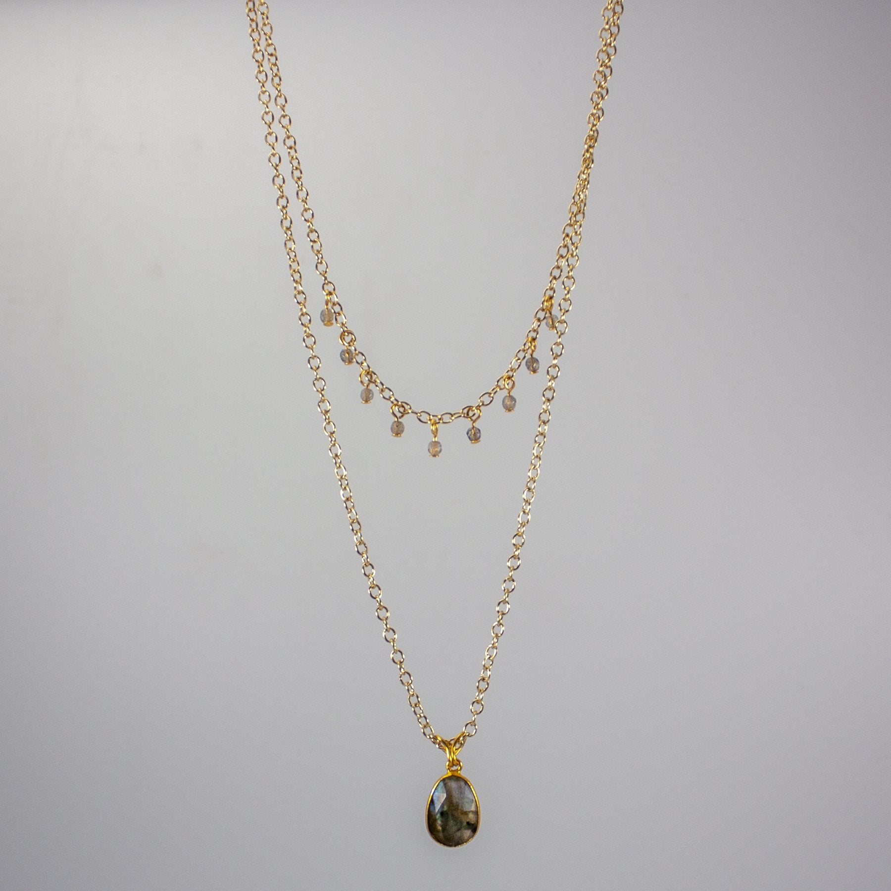 Labradorite Layered Pendant Necklace – Natural Gemstone Jewelry lifestyle product image