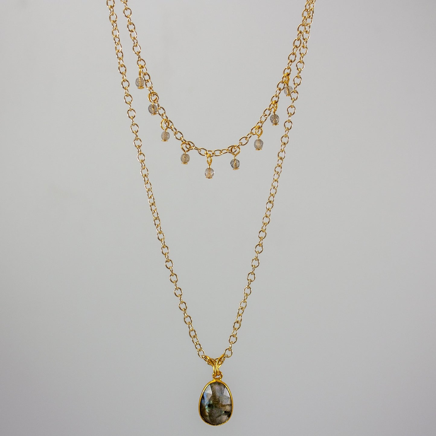 Labradorite Layered Pendant Necklace – Natural Gemstone Jewelry lifestyle product image