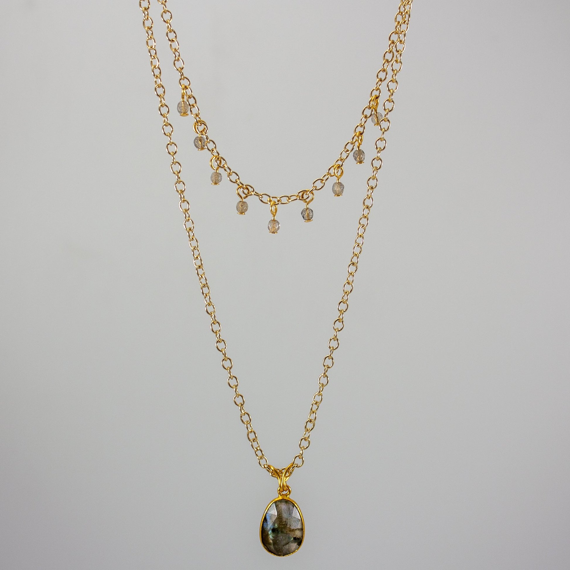 Labradorite Layered Pendant Necklace – Natural Gemstone Jewelry lifestyle product image