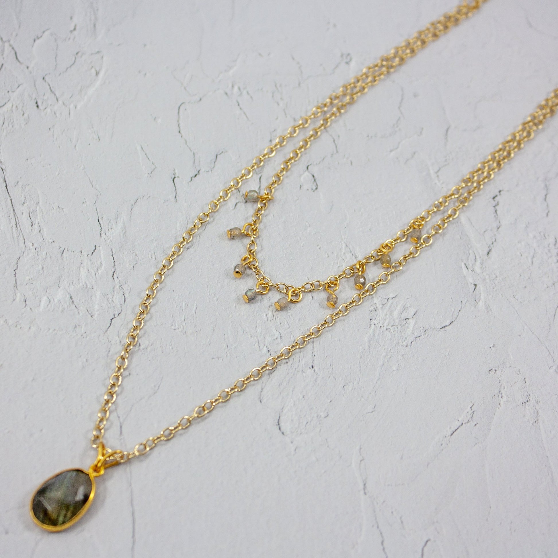 Labradorite Layered Pendant Necklace – Natural Gemstone Jewelry lifestyle product image