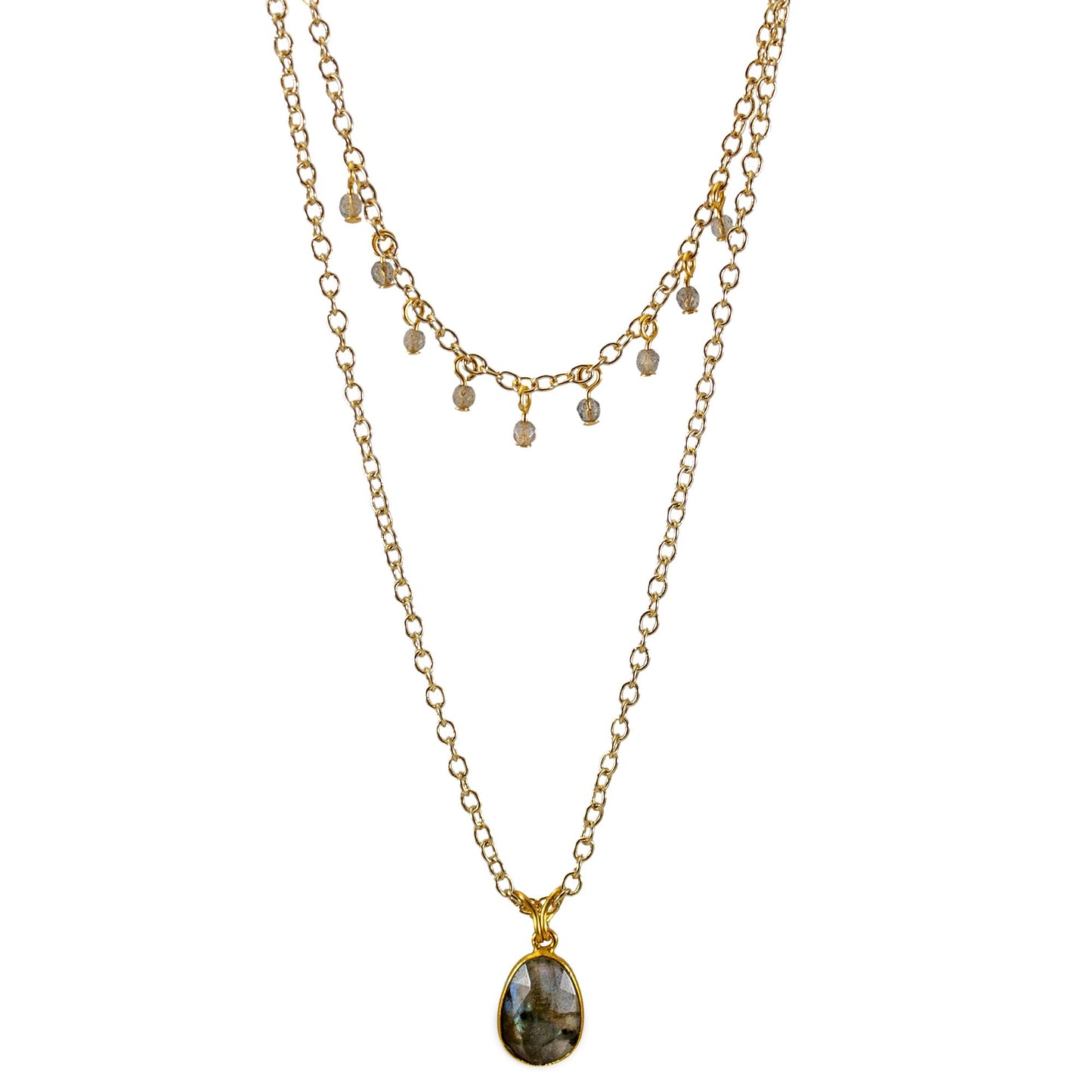 Labradorite Layered Pendant Necklace – Natural Gemstone Jewelry lifestyle product image