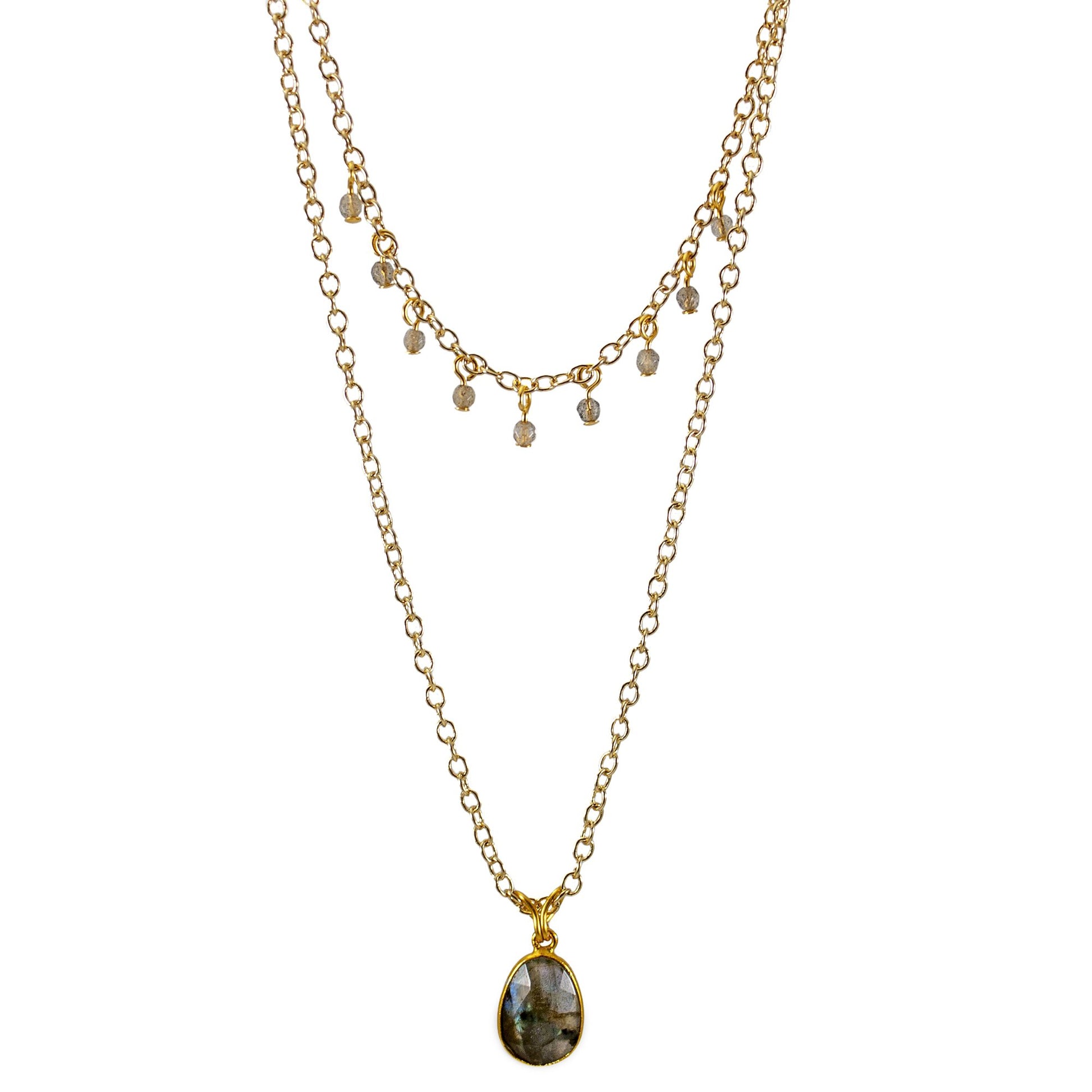 Labradorite Layered Pendant Necklace – Natural Gemstone Jewelry lifestyle product image