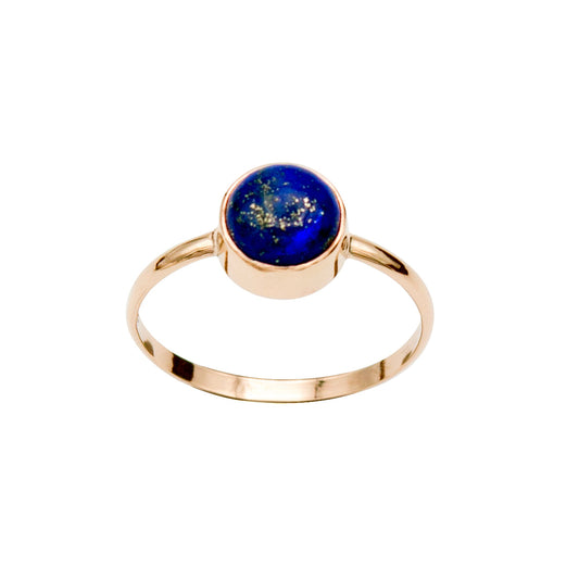 Lapis Lazuli Round Bezel Ring | 14K Gold Filled Band