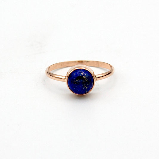 Lapis Lazuli Round Bezel Ring | 14K Gold Filled Band lifestyle product image